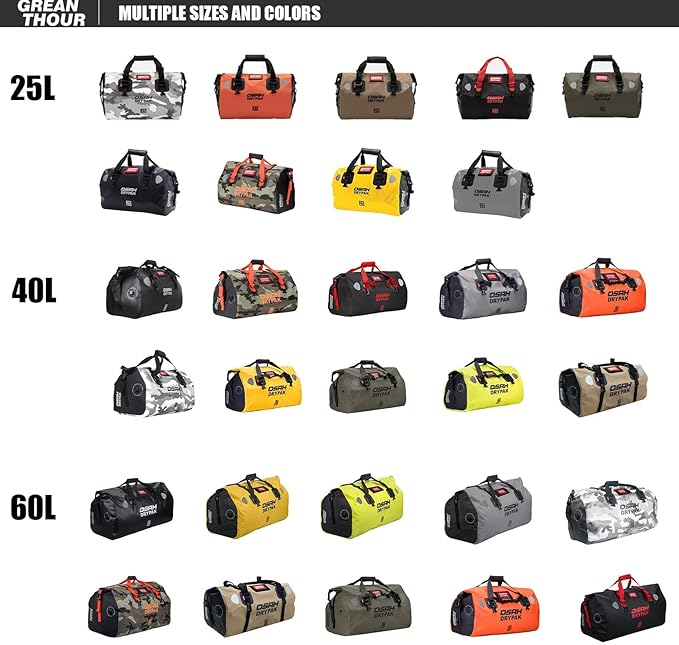 Motorcycle Dry Bag - Waterproof Motorcycle Duffle & Luggage Tail Bag Saddle Bags with Roll Top Closure, Large Storage Space,for Motorcycle Back Seat(Orange, 25L)