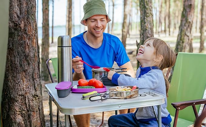 Nice C Card Table, Folding Picnic Table, Small Table, Adjustable Height Folding Table, Camping, Outdoor, Portable Lightweight Aluminum, with Carry Handle for Beach, Indoor, Office (Small)