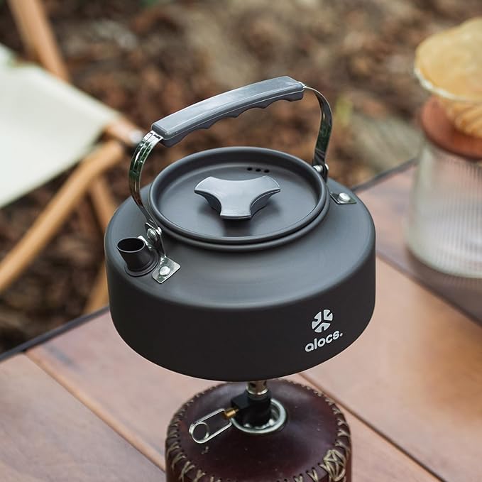 Alocs 0.8L Kettle Teapot, Portable Camping Coffee Pot, Hard-Anodized Aluminum Camping Kettle, Compact Tea Kettle for Stove Top, Outdoor, Hiking, Camping, Picnic and Traveling.
