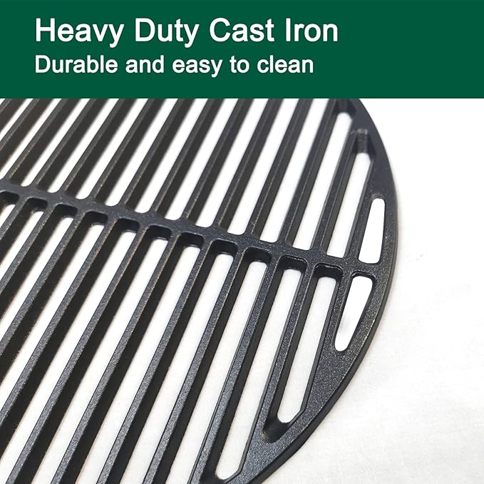 13" Cast Iron Cooking Grid for S/MiniMax Big Green Egg Accessories, Round Grill Grate Grids for BGE or Other Same Size Charcoal Grill