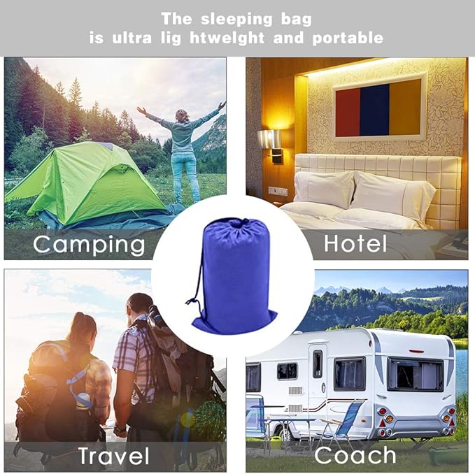 Travel and Camping Sheet Sleeping Bag Liner - Lightweight Compact and Portable Adult Sleeping Bag - Ideal for Traveling,Hostels and Camping