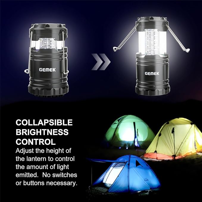 GEMEK Lantern Camping Essentials Lights, Tent Lights for Emergency, Survival Gear and Supplies for Hurricane, Led Flashlight for Power Outages, Battery Operated Lamp