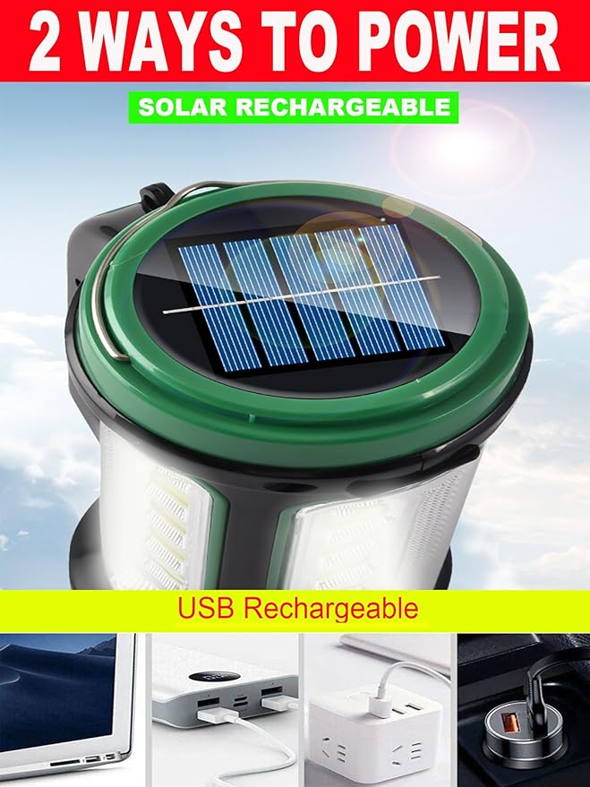 Solar LED Searchlight Spotlights, Rechargeable Super Bright 10000LM Handheld Spotlight Lantern, Multifunctional LED Lamp Camping Work Light, 6 Light Modes, Power Bank, IPX4 Waterproof