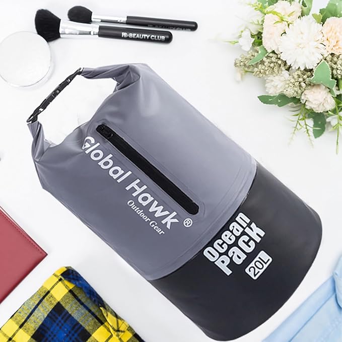 Waterproof Dry Bags: 10L, 20L Sizes - Ideal for Kayaking, Fishing, Rafting, and More! Adjustable Strap for Ultimate Convenience. Stay Dry While Adventuring (Gray, 10L)
