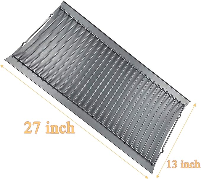 27 Inch Ash Pan Replacement Parts for Char Griller 1224, 1324, 2121, 2222, 2727 and Charbroil Grills, Charcoal Tray with 2pcs Fire Grate Hanger Set