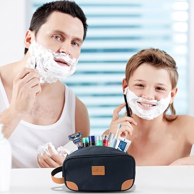 Lermende Toiletry Bag, Clear Shaving Dopp Kit for Men Travel Toiletry Bag with Hand Strap Unisex Bathroom Toiletries Organiser