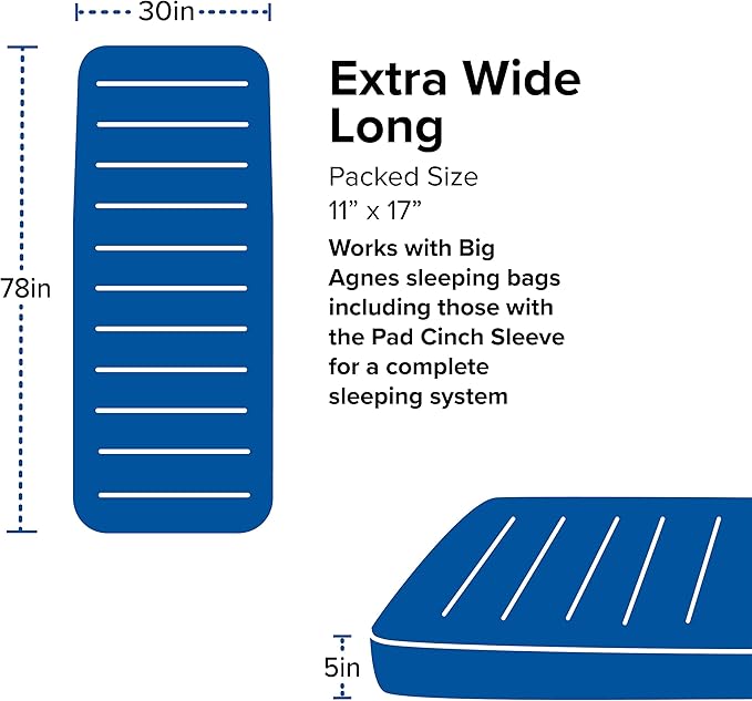 Big Agnes Captain Comfort Deluxe Camp | Supremely Comfortable, All-Weather, Self-Inflating Sleeping Pad