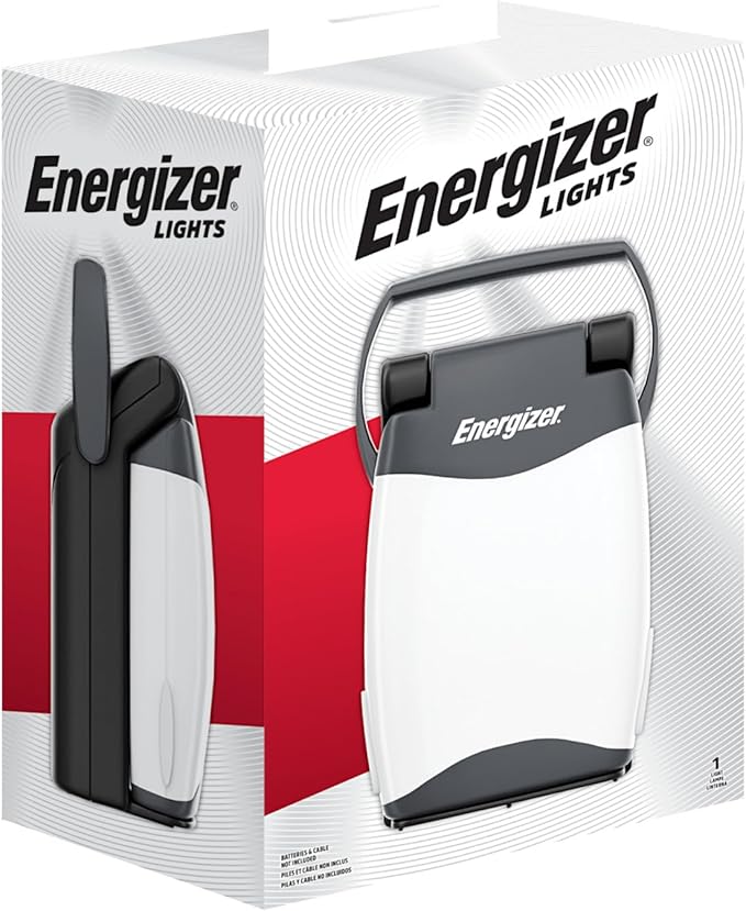 Energizer Weatheready Folding LED Portable Lantern, Battery Powered Lantern, Water Resistant Camping Lantern and Emergency Light, Pack of 1, Black