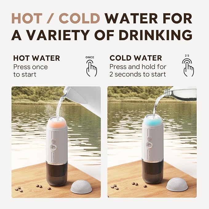 Portable Electric Espresso Coffee Maker, Fast self-heating 2 IN 1 Extraction System Espresso Machine, Support Ground Coffee and NS capsule, for Travel,Car,Hiking,Climbing,Rich Crema(White)