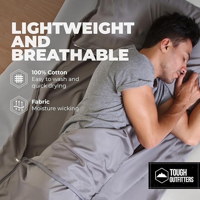 Sleeping Bag Liner - Adult Sleep Sack & Travel Sheets for Hotel - Travel Sleep Sack, Camping Sleeping Bag Liners for Cold Weather