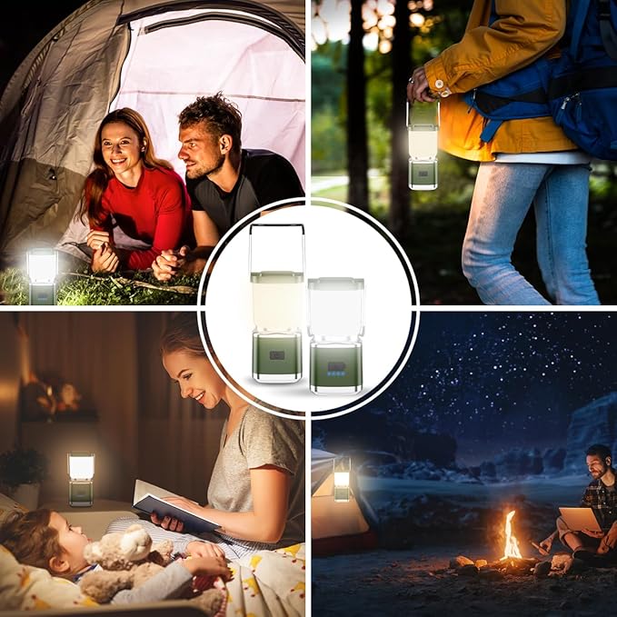 LED Camping Lantern, 1000 Lumens Camping Lantern Rechargeable with 4 Light Modes, Waterproof, Camping Essentials, Mini Lantern Flashlight for Camping, Hurricane, Emergency, Hiking, Power Outages, 2pc