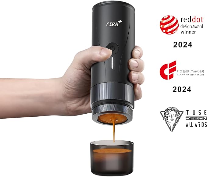 CERA+ Portable Espresso Maker Pro Version Self-Heating Professional-Level Mini Coffee Machine Compatiable with Ultra-Fine Grind For Travel,Camping,Hiking