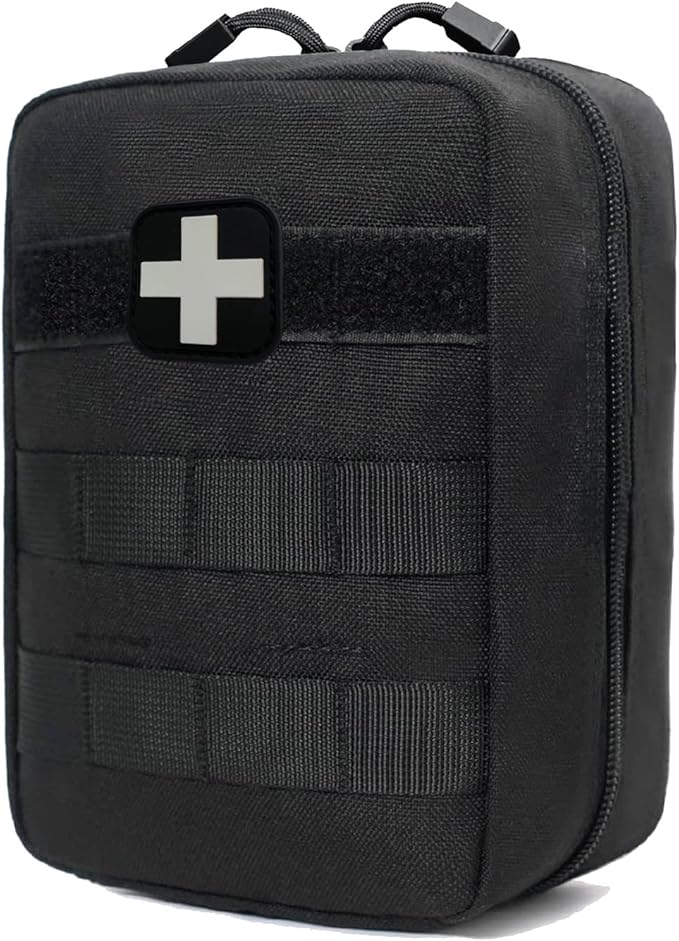 First Aid Kit EMT Medical IFAK Pouch, Molle Tactical Med Emergency Trauma Bag for Camping Home Car Hiking Hunting (Black)