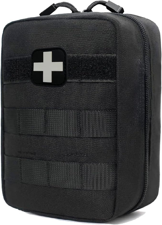 First Aid Kit EMT Medical IFAK Pouch, Molle Tactical Med Emergency Trauma Bag for Camping Home Car Hiking Hunting (Black)