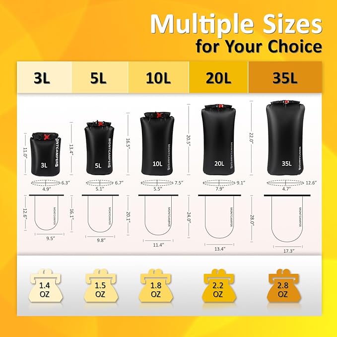 Waterproof Dry Bag with Survival Whistle-Enhanced Tear-resistant CORDURA Fabric-Lightweight Storage Sack for High-Intensity Adventures-Float on Water-Keep Luggage Dry&Organized(10L/Black)