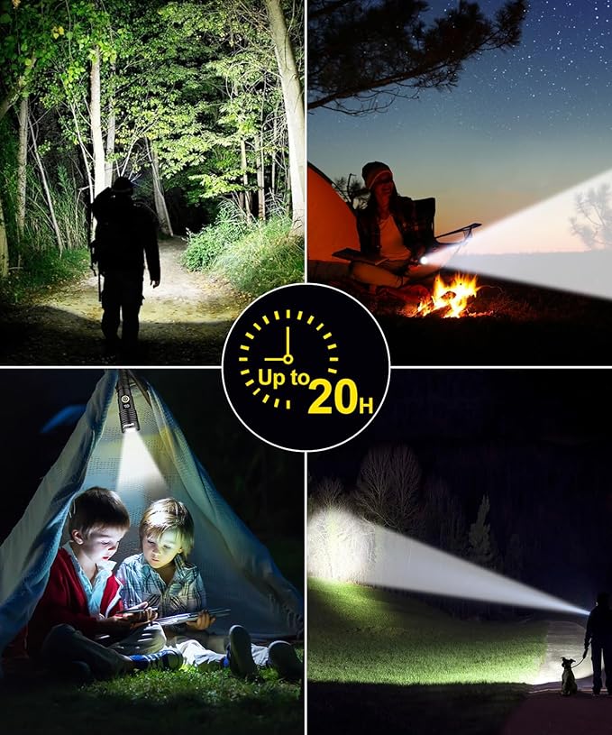 Rechargeable Flashlight High Lumens-12000LM Super Bright Magnetic Flash Light with Power Digital Display,3280Ft Long Range,Dimmable,Waterproof,Pocket Tactical LED Flashlights for Emergency, Blue, 1PC