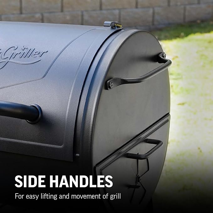 Char-Griller® Portable Charcoal Grill and Side Fire Box Attachment for Texas-Style Offset Smoking Methods with 250 Cooking Square Inches in Black, Model E82424