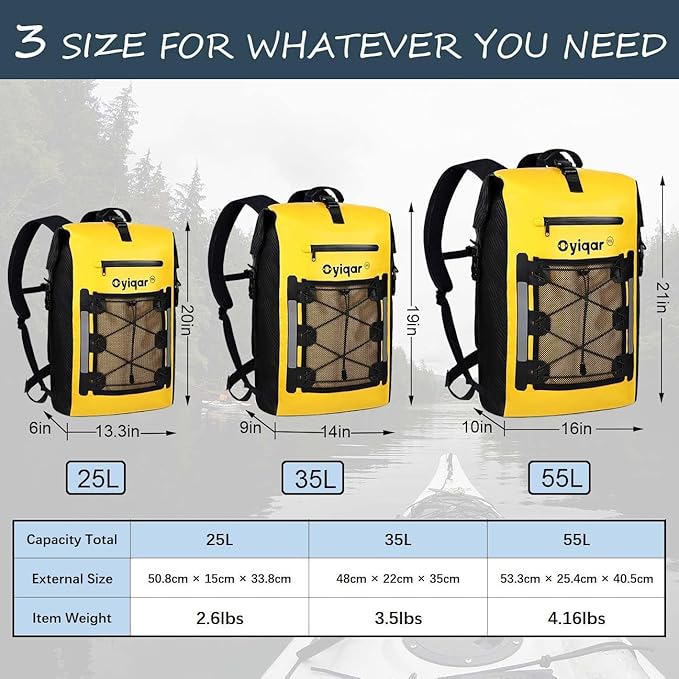 Waterproof Backpack Heavy Duty Dry Bag Roll Top Closure Waterproof Bag Waterproof Bag with IPX8 Waterproof Phone Case
