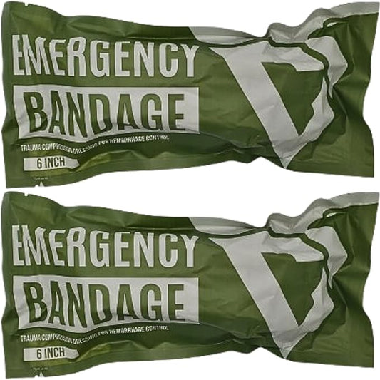 CareTac 6" Israeli-Style Emergency Trauma Compression Bandage – Elastic Pressure Wound Dressing, Sterile & Vacuum-Sealed for Bleed Control, Combat, Tactical First Aid Kit, Medical IFAK, & Military 2pk