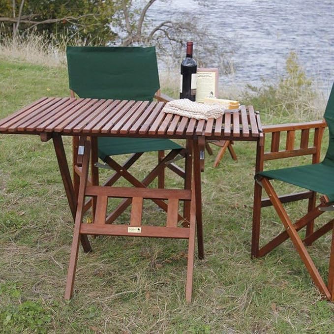 BYER OF MAINE - Pangean Roll Top Folding Wood Table, Hardwood Portable Table for Bistro, Deck, or Camping, Use Indoors or Outdoors