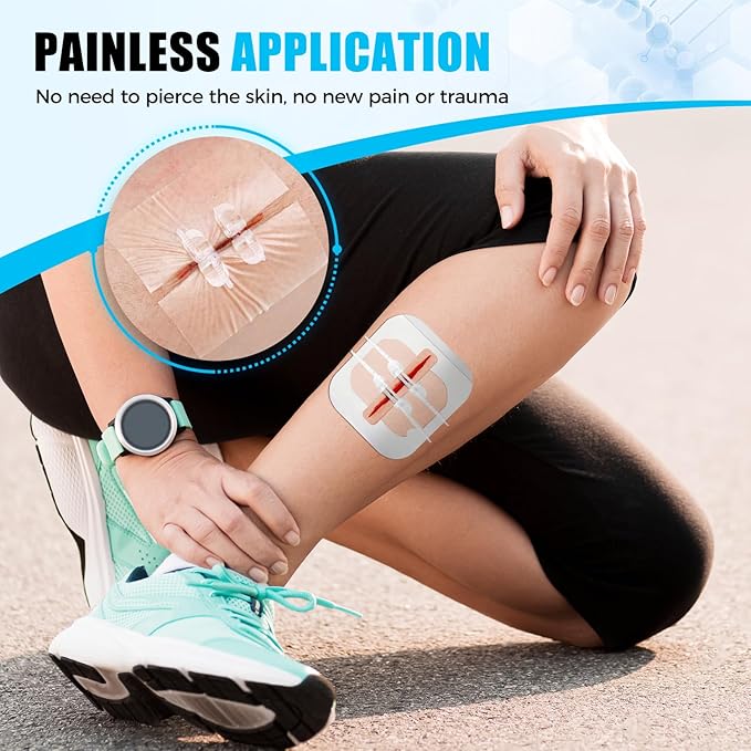 Zip Sutures Butterfly Bandaids – 4-Pack Assorted Sizes, FSA/HSA Eligible Emergency Wound Closure Kit for Surgical Laceration Repair Without Stitches, Fast Hemostasis Adhesive Strips Bandages (PU)