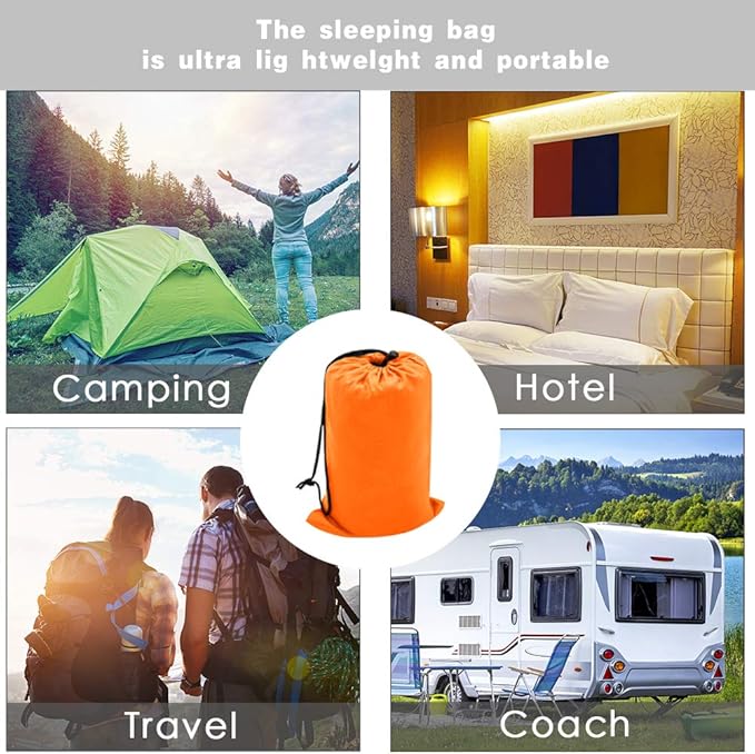 Travel and Camping Sheet Sleeping Bag Liner - Lightweight Compact and Portable Adult Sleeping Bag - Ideal for Traveling,Hostels and Camping