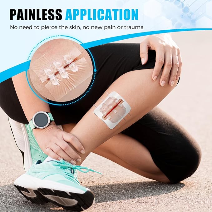 Wound Closure Strips - 4 Pcs Butterfly Bandaids Extra Large Emergency Laceration Closures Kits Bandages for Big Wound Care, Hospital Grade Rapid Skin Closure for Home, Outdoor