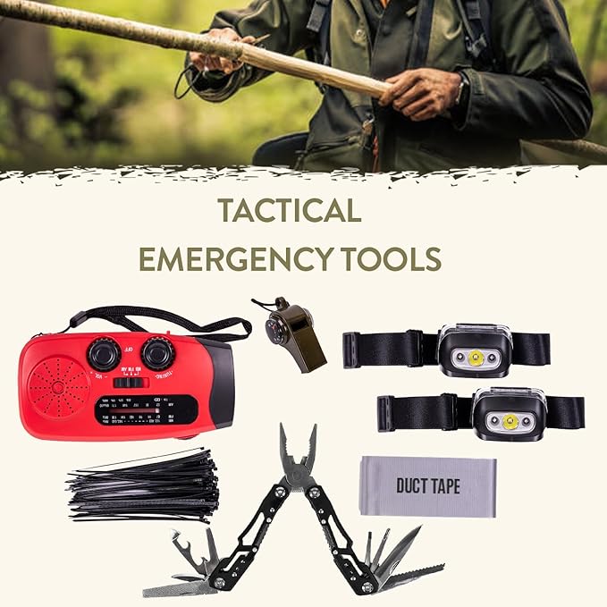 72-Hour Survival Kit | 45L Bug Out Bag | Survival Gear with First Aid, Water Filter, Food, Tools | Camping, Hiking, Outdoor Preparedness Equipment