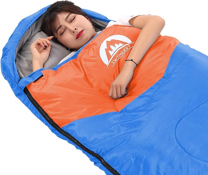 SWTMERRY Sleeping Bag 3 Seasons (Summer, Spring, Fall) Warm & Cool Weather - Lightweight,Waterproof Indoor & Outdoor Use for Kids, Teens & Adults for Hiking and Camping