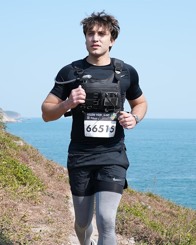 Running Vest with 2L Water Bladder, USA Original Patent, Lightweight Adjustable Chest Pack with Gear Holder, Reflective Running Hydration Vest for Women Men for Marathon, Hiking