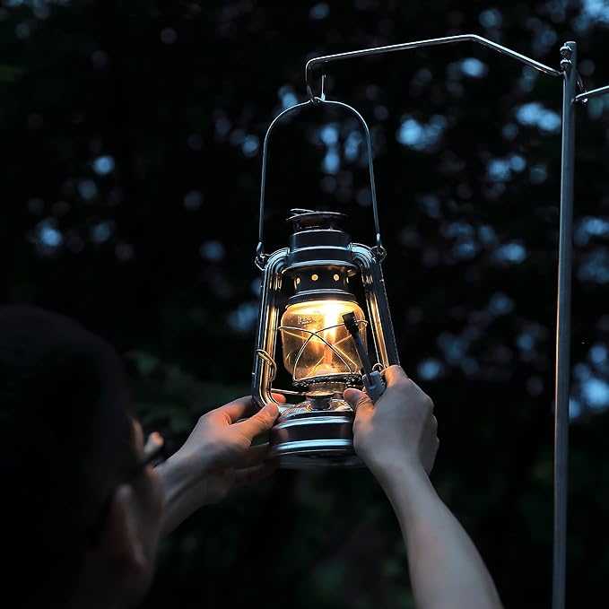 camping moon CAMPINGMOON Heavy Duty Stainless Steel Lantern Pile Driver Height Adjustable with Tripod Stand and Storage Bag D-240, D-243