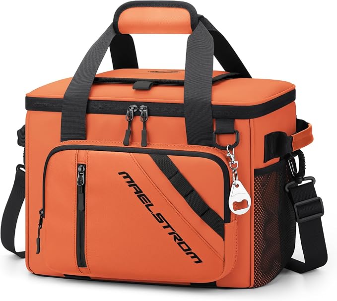 Maelstrom Cooler Bag, 30 Cans Beach Cooler, Large Leakproof Insulated Soft Cooler with Bottle Opener, Ice Chest, Portable Collapsible Cooler for Travel, Camping, Shopping