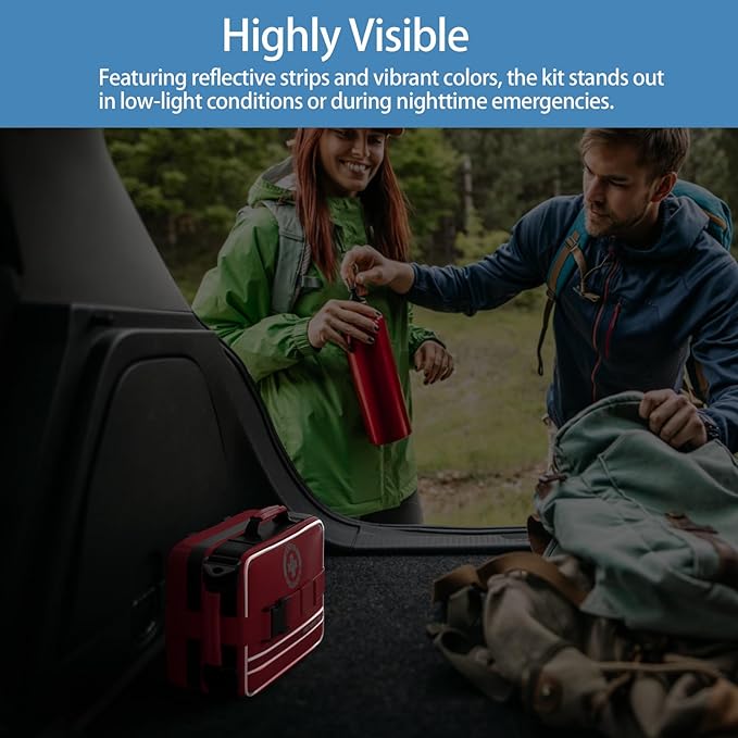 Comprehensive First Aid Kits, Premium Trauma Kit with Labeled Compartments for Home, Car, Travel, Camping, Vehicle, School, Tear-Resistant Medical Kit for Sports & Emergency Needs