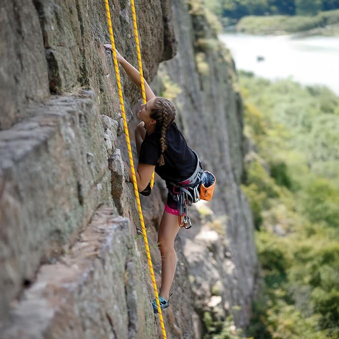 Double Braided Arborist Rigging Rope - 1/2 in X 100 ft 48 Strands Outdoor Pulling Heavy Duty Polyester Bull Rope for Swing Tree Work Camping Rescue Hiking - Yellow