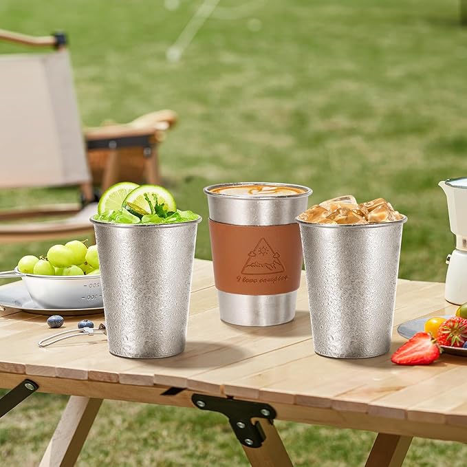 12 oz Titanium Camping Cup Pint Beer Wine Tumbler Drinking for Adults Travel, Outdoor, Camping, Everyday