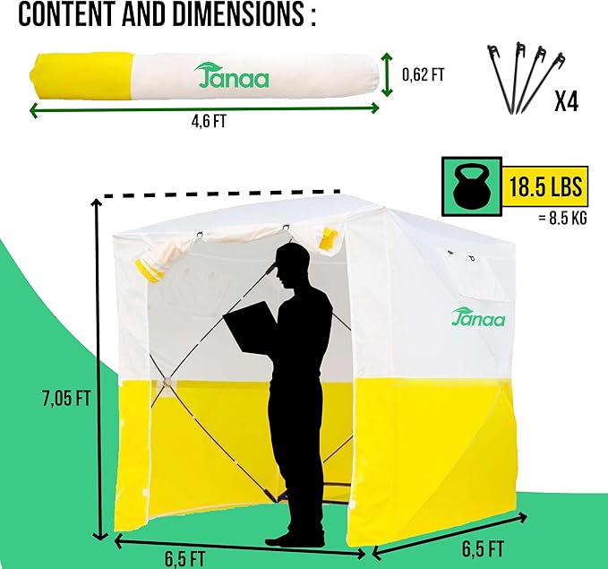 JAX3 | Professional Work Tent | Pop Up | UV50+| 6,2x6,2x7,05 Ft | Instant Quick and Easy Tool-Free Setup | Waterproof | Slicing, Commercial Tent, Fiber Optic for Heavy-Duty Use