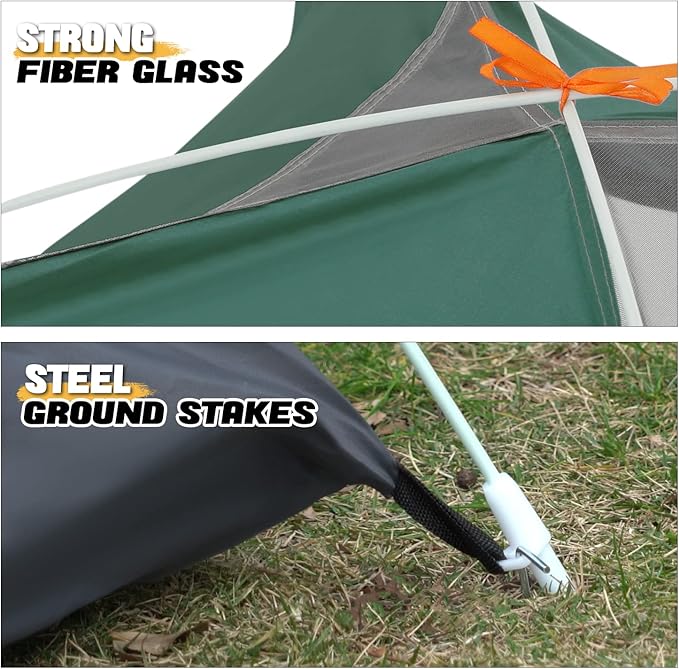 MoNiBloom 2 Person Dome Tent with Skylight, Ultralight Carry Family Tent Easy Set Up and Backpacking Tent with Lightweight Aluminum Alloy Frame for Adults Camping Hiking Outdoor Festivals, Blue