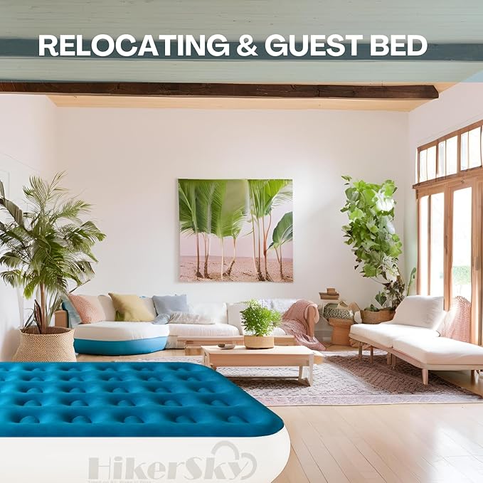 Full Air Mattress with Built in Pump,10" Blow up Air Bed, 2 Mins Quick Self-Inflation/Deflation, Foldable Inflatable Mattress for Home/Travel, 10'' Full Blue