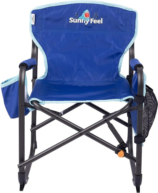 SUNNYFEEL Small Camping Chair, Portable Folding Aluminum Directors Chairs Lightweigh with Cup Hold, Pocket for Beach,Trip,Picnic,Outdoor Sports Events Foldable Camp Lawn Chair with Backpack Straps