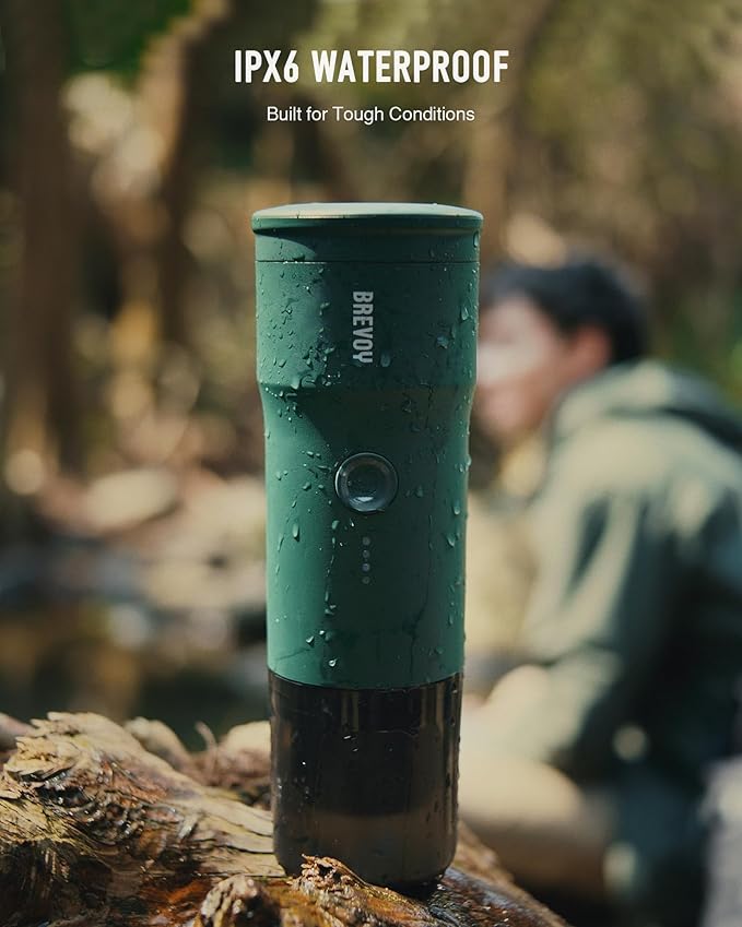 Portable Electric Espresso Machine, Ground Coffee & Capsule, Self-Heating, 20 Bar 12V Mini Car Travel Coffee Maker with 9000mAh Battery-Ideal for Camping, RV, Hiking, Office