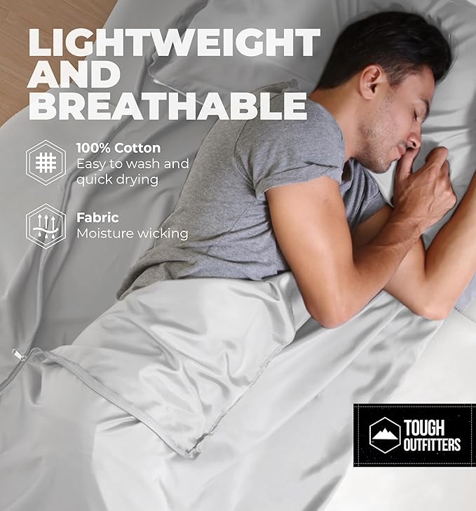 Sleeping Bag Liner - Adult Sleep Sack & Travel Sheets for Hotel - Travel Sleep Sack, Camping Sleeping Bag Liners for Cold Weather