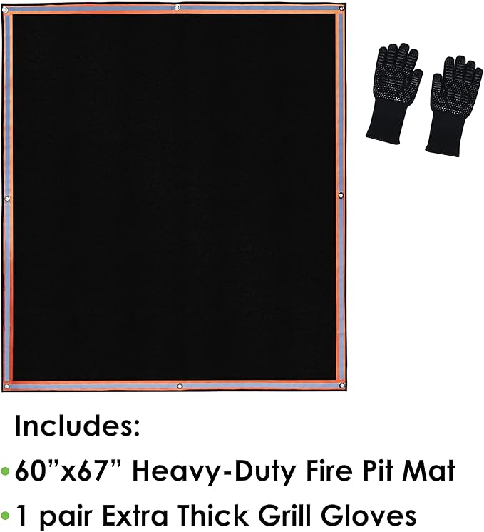 XL Fire Pit Mat, USA Based, Fireproof Under Grill Mat for Outdoor Grill Deck Protector, 67" x 60", for Firepit, Grass, Patio, Lawn, Campsite, BBQ Mat, Fire Proof Ember Mat