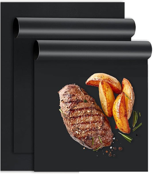 UBeesize 3 Pack Grill Mats for Outdoor Grill, Heavy Duty Grill Mats, Non Stick BBQ Grill Mats & Baking Mats, Resuable and Easy to Clean, Works on Gas Charcoal and Electric BBQ-15.75 x 13 Inch