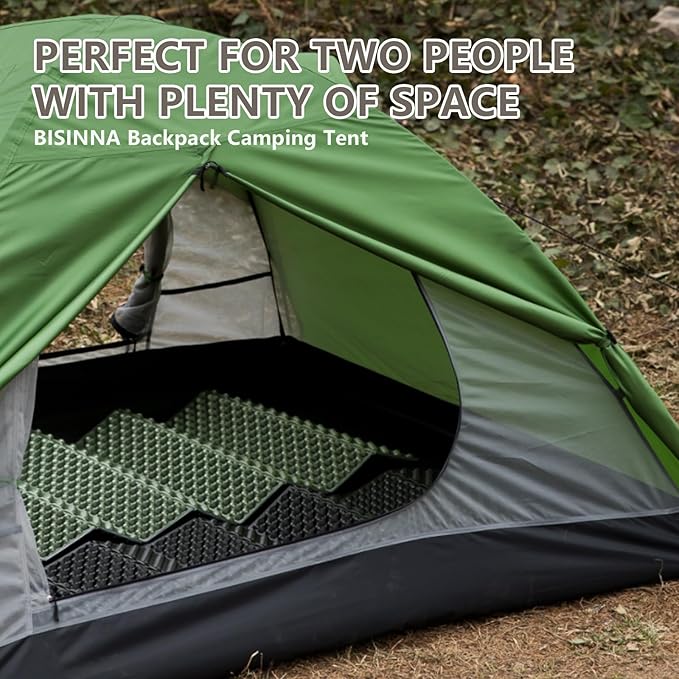 BISINNA Backpacking Tent 2 Person Lightweight Camping Tent Waterproof 3 Season with Aluminum Pole for Outdoor Mountaineering Hiking Travel