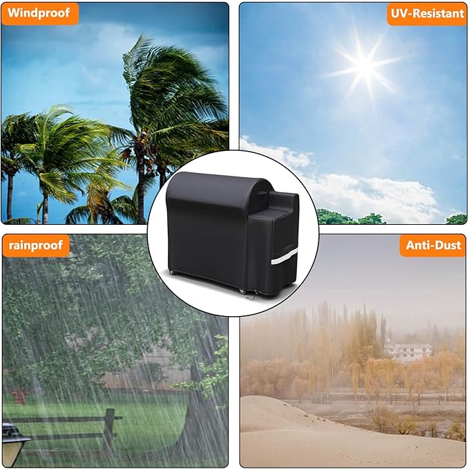 Grisun Grill Cover for Weber SmokeFire EX6 Wood Pellet Grill, Smoker Cover for Weber EX6, Waterproof, No Fading for 2 Years, Anti-Fade, Drawstring for Secure Fit, 600 D Polyester, Black