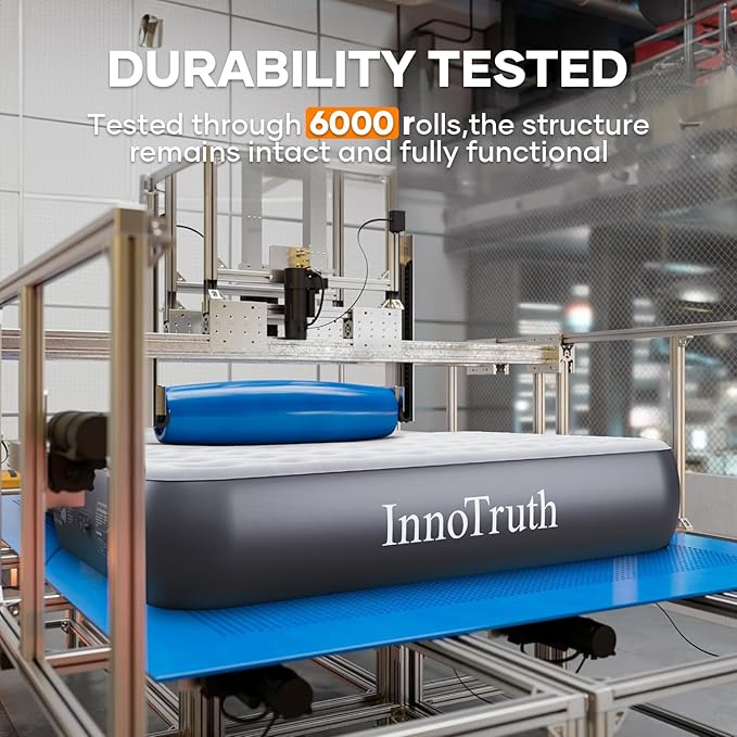 InnoTruth Queen Camping Air Mattress with Built-in Pump, Inflatable Blow up Mattress for Home & Guests, 13" Raised Colchones Inflables Air Bed, Ideal for Travel, Outdoor, Back to School Supplies, Grey