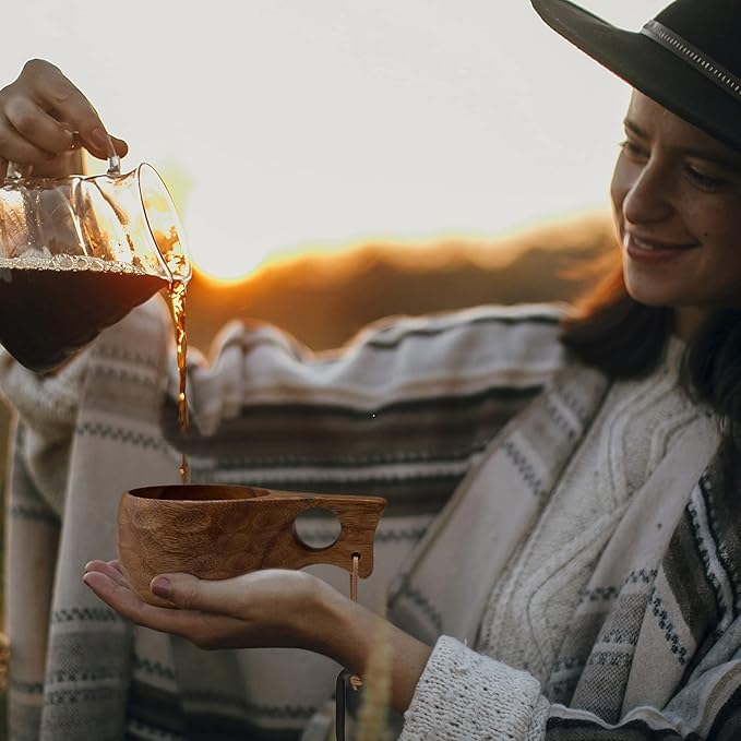 Kuksa Wooden-Mug - 6.76 oz Wood Coffee Cup for Camping, Hiking, traveling