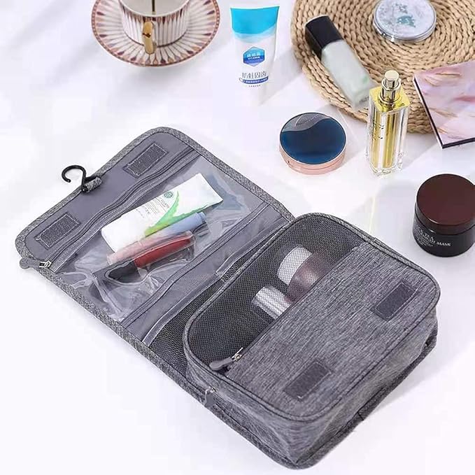 Travel Makeup Bag Water-resistant Toiletry Cosmetic Bag, Hanging Travel Toiletry Bag for Men Women and Girls, Multifunction Cosmetic Bag for Accessories, Shampoo, Toiletries,Gray