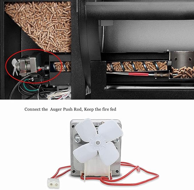 Upgraded 2.0 RPM Auger Motor, Fire Burn Pot and Hot Rod Ignitor, Grill Induction Fan for Traeger and Pit Boss Pellet Grill, Fire Pot Replacement for Traeger Parts Replacement, with Ash Remover, Screws