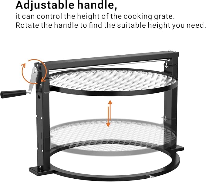 only fire Santa-maria Style Grill Rotisserie System Adjustable Cooking Grate Attachment for Weber 22 inch Kettle Grills - Global Patent